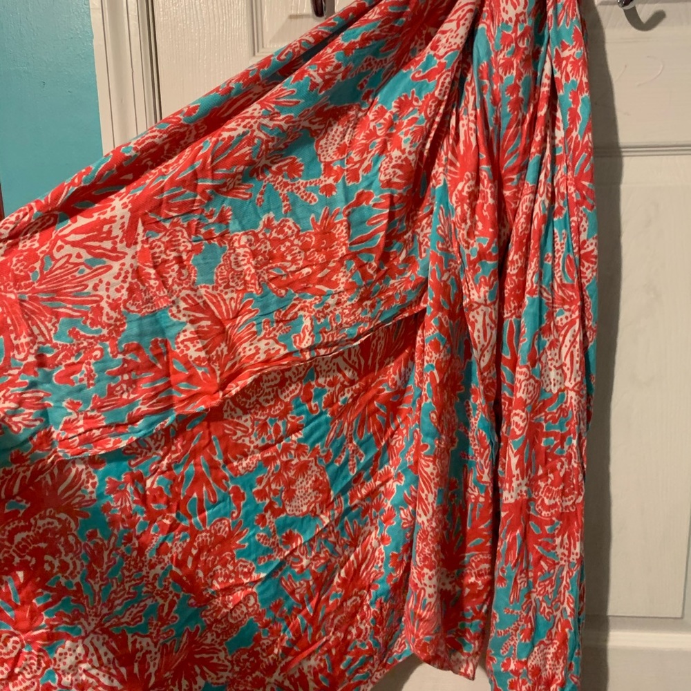 Lilly Pulitzer coral and aqua blanket scarf💗💙